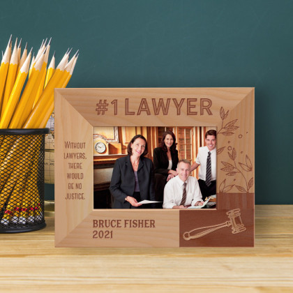 Lawyer Without Lawyers There Would Be No Justice Personalized Wooden Frame-5" x 3 1/2" Brown Horizontal