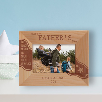 The Power Of A Dad In A Child's Life Is Unmatched Personalized Wooden Frame-5" x 3 1/2" Brown Horizontal