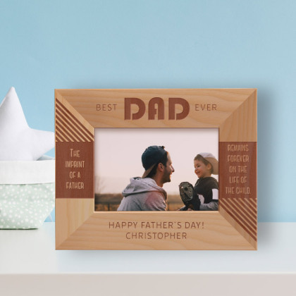 Best Dad Ever Personalized Wooden Frame-5" x 3 1/2" Brown Horizontal
