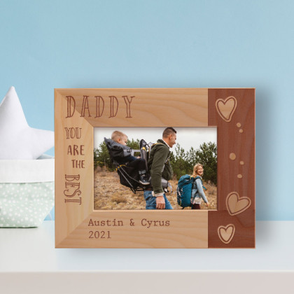 Daddy You Are The Best Personalized Wooden Frame-5" x 3 1/2" Brown Horizontal