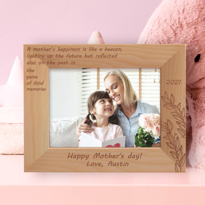 A Mother's Happiness Is Like A Beacon, Lighting Up The Future Personalized Wooden Frame-7" x 5" Brown Horizontal