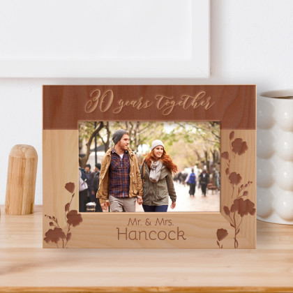 30 Years Together Personalized Wooden Frame-6" x 4" Brown Horizontal