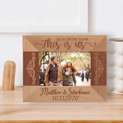 Our Life Our Story Oure Home This Is Us Personalized Wooden Frame-5" x 3 1/2" Brown Horizontal