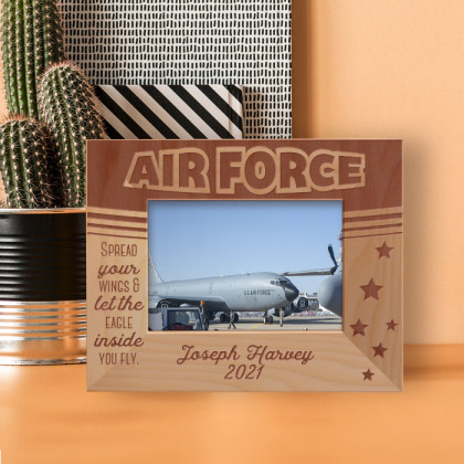 Spread Your Wings & Let The Eagle Inside You Flay Personalized Wooden Frame-5" x 3 1/2" Brown Horizontal