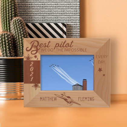 Best Pilot We Do The Impossible Every Day Personalized Wooden Frame-5" x 3 1/2" Brown Horizontal