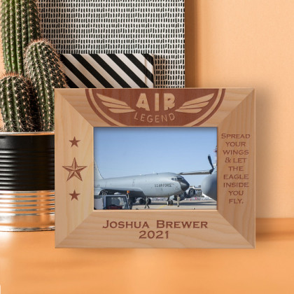 Air Legend Spread Your Wings & Let The Eagle Inside You Fly Personalized Wooden Frame-5" x 3 1/2" Brown Horizontal