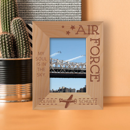 My Soul Is In The Sky Personalized Wooden Frame 3" x 5" Brown (Vertical)