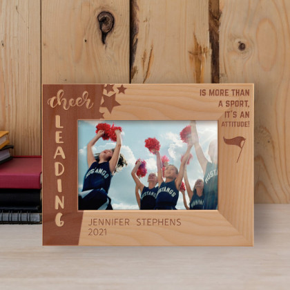 Cheerleading Is More Than A Sport, It's An Attitude Personalized Wooden Frame-6" x 4" Brown Horizontal