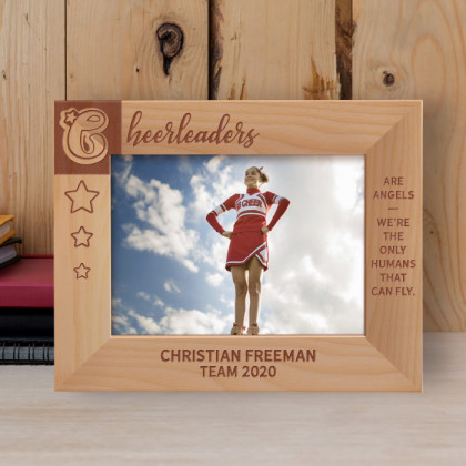Cheerleaders Are Angels Personalized Wooden Frame-7" x 5" Brown Horizontal