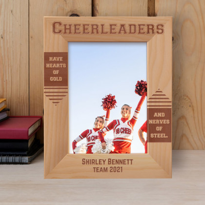 Cheerleaders Have Hearts Of Gold Personalized Wooden Frame 5" x 7" Brown (Vertical)
