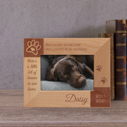 There's A Little Bit Of Heaven In Our Home Personalized Wooden Frame-5" x 3 1/2" Brown Horizontal