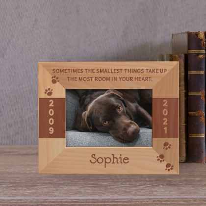Sometimes The Smallest Things Take Up The Most Room In Your Heart Personalized Wooden Frame-5" x 3 1/2" Brown Horizontal