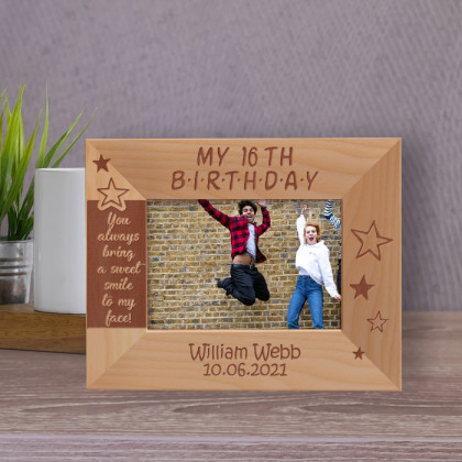 You Always Bring A Sweet Smile To My Face! Personalized Wooden Frame-5" x 3 1/2" Brown Horizontal