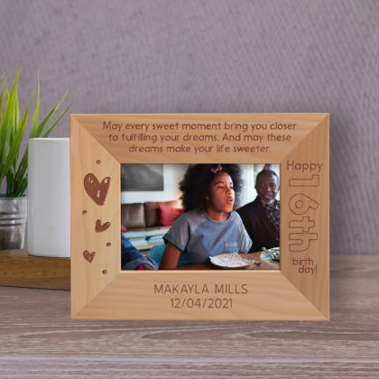 May Every Sweet Moment Bring You Closer To Fulfilling Your Dreams Personalized Wooden Frame-5" x 3 1/2" Brown Horizontal