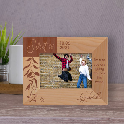Sweet 16 I'm Sure You Are Going To Eock The World Personalized Wooden Frame-5" x 3 1/2" Brown Horizontal