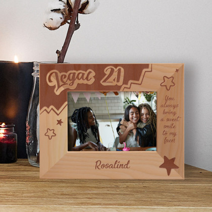 Legal 21 You Always Bring A Sweet Smile To My Face Personalized Wooden Frame-5" x 3 1/2" Brown Horizontal