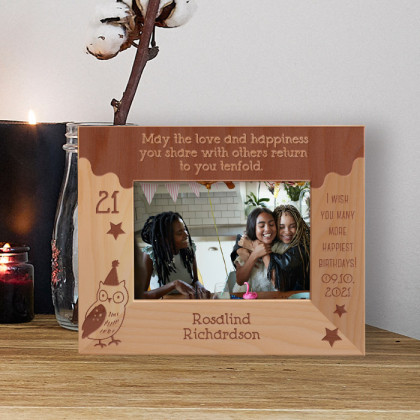 May The Love And Happiness You Share With Others Return To Your Tenfold Personalized Wooden Frame-5" x 3 1/2" Brown Horizontal