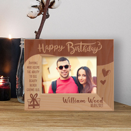 Anyone Who Keeps The Ability To See Beauty Never Grows Old Personalized Wooden Frame-5" x 3 1/2" Brown Horizontal