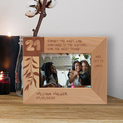 Forget The Past, Look Forward On The Future, For The Best Things Personalized Wooden Frame-5" x 3 1/2" Brown Horizontal