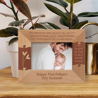 Fatherhood Has Taught Me About Unconditional Love Reinforced The Importance Of Giving Back And Taught Me How To Be A Better Person Personalized Wooden Frame-5" x 3 1/2" Brown Horizontal