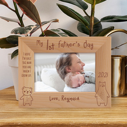 I Hope I'm Half The Man You Are When I Grow Up Personalized Wooden Frame-6" x 4" Brown Horizontal