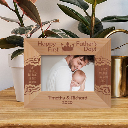 Out Of All The Dads In The World I Think We Got The Best One! Personalized Wooden Frame-5" x 3 1/2" Brown Horizontal