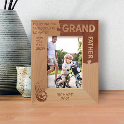Grand Father Is Someone You Can Look Up To No Matter How Tall You Grow Personalized Wooden Frame 3 1/2" x 5" Brown (Vertical)