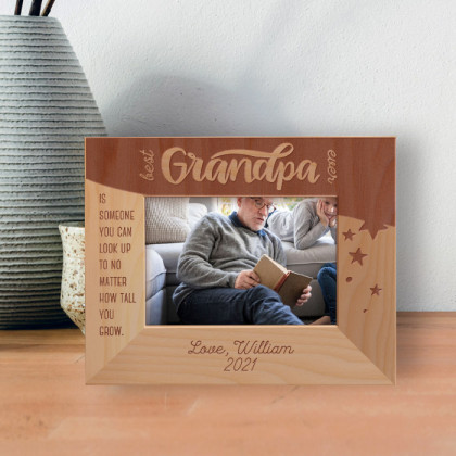 Grandpa Is Someone You Can Look Up To No Matter How Tall You Grow Personalized Wooden Frame-5" x 3 1/2" Brown Horizontal