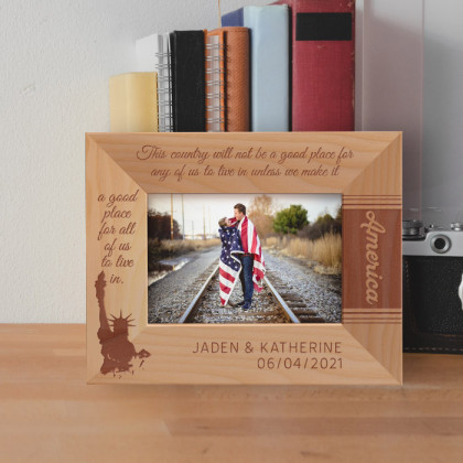 This Country Will Not Be A Good Place For Any Of Us To Live In Unless We Make It A Good Place For All Of Us To Live In Personalized Wooden Frame-5" x 3 1/2" Brown Horizontal
