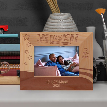 Welcome To New Home Personalized Wooden Frame-5" x 3 1/2" Brown Horizontal