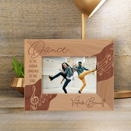 Dance Is The Hidden Language Of the Soul Personalized Wooden Frame-5" x 3 1/2" Brown Horizontal