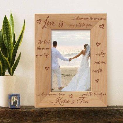 What Love Is Personalized Wooden Picture Frame 4" x 6" Finished