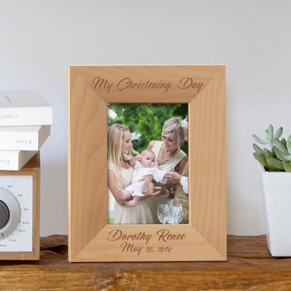 My Christening Day Personalized Wooden Picture Frame 3 1/2" x 5" Finished