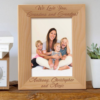 We Love You Grandma and Grandpa Personalized Wooden Picture Frame 5" x 7" Finished