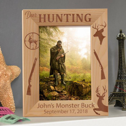 Deer Hunting Personalized Wooden Picture Frame 5" x 7" Finished (Frames)
