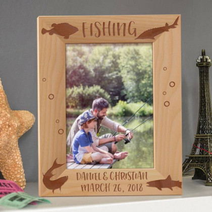 Fishing Personalized Wooden Picture Frame 5" x 7" Finished (Frames)