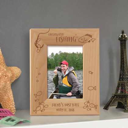 Freshwater Fishing Personalized Wooden Picture Frame 3 1/2" x 5" Finished (Frames)