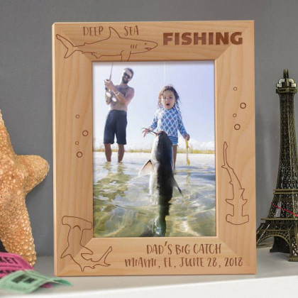 Deep Sea Fishing Personalized Wooden Picture Frame 5" x 7" Finished (Frames)
