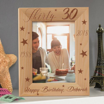 Happy 30th Birthday Personalized Wooden Picture Frame 5" x 7" Finished (Frames)