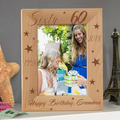 Happy 60th Birthday Personalized Wooden Picture Frame 5" x 7" Finished (Frames)