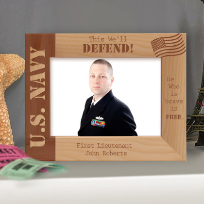 U.S Navy Personalized Wooden Picture Frame-7" x 5" Brown Horizontal