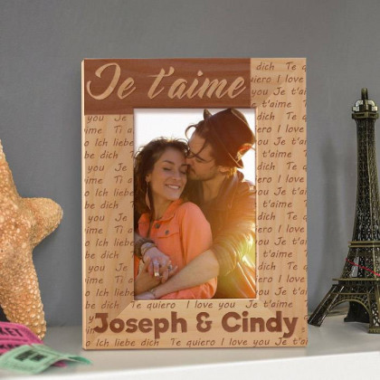 Je T’aime Personalized Wooden Picture Frame 4" x 6" Finished (Frames)
