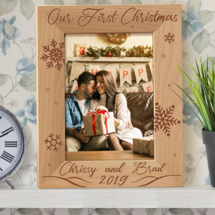 Our First Christmas Together Personalized Wooden Picture Frame 5" x 7" Finished