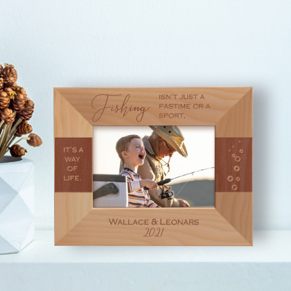 Fishing Isn't Just A Pastime Or A Sport Personalized Wooden Frame-5" x 3 1/2" Brown Horizontal