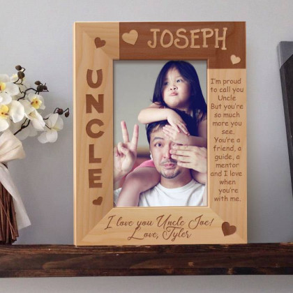 I Love You Uncle Personalized Wooden Picture Frame 4" x 6" Finished (Frames)