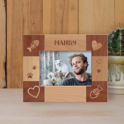 With Name Personalized Wooden Frame-5" x 3 1/2" Brown Horizontal