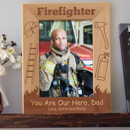 Firefighter Personalized Wooden Picture Frame 5" x 7" Finished (Frames)
