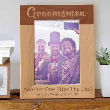 Groomsmen; Another Bites the Dust Personalized Wooden Picture Frame 5" x 7" Finished (Frames)