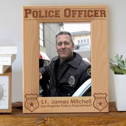 Police Officer Personalized Wooden Picture Frame 5" x 7" Finished (Frames)