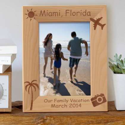 Our Family Vacation Personalized Wooden Picture Frame 5" x 7" Finished (Frames)